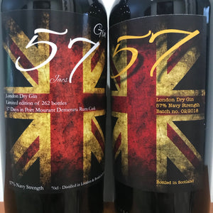 57 London Dry Gin (57% Navy Strength) & (57 days in Port Mourant cask)